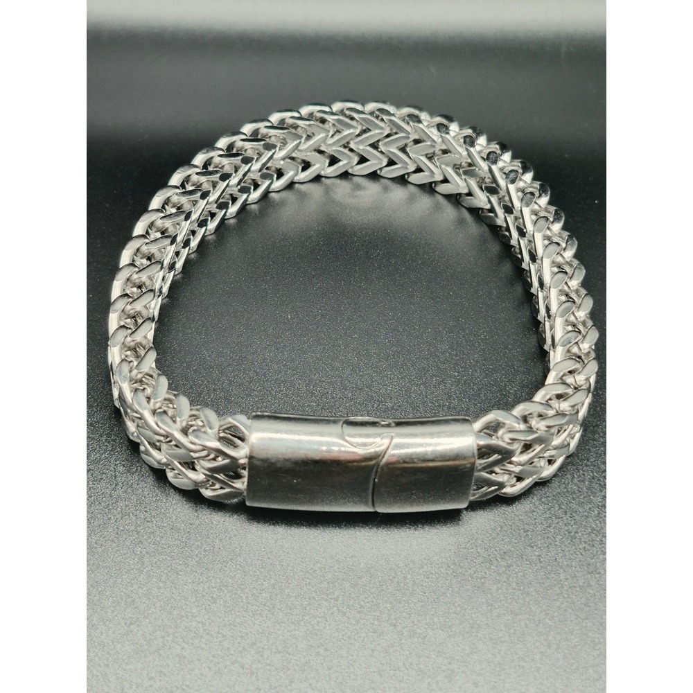 Franco Wheat Link Bracelet Mens 8.5in Silver Excellent Chunky Steel